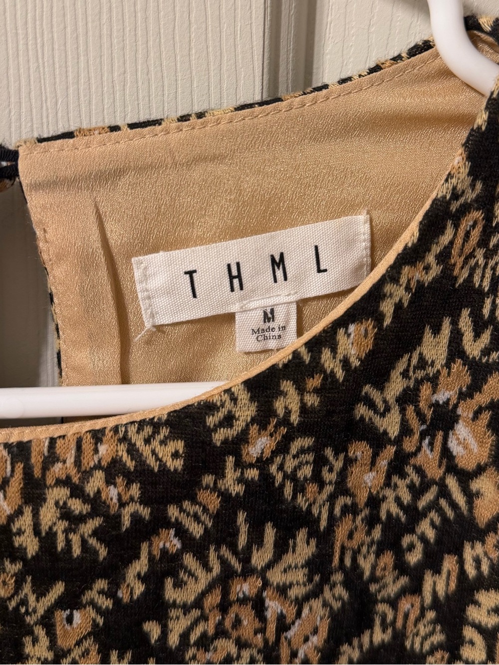 THML Black and Gold Damask Puff-Sleeve Mini Dress - Picture 3 of 5